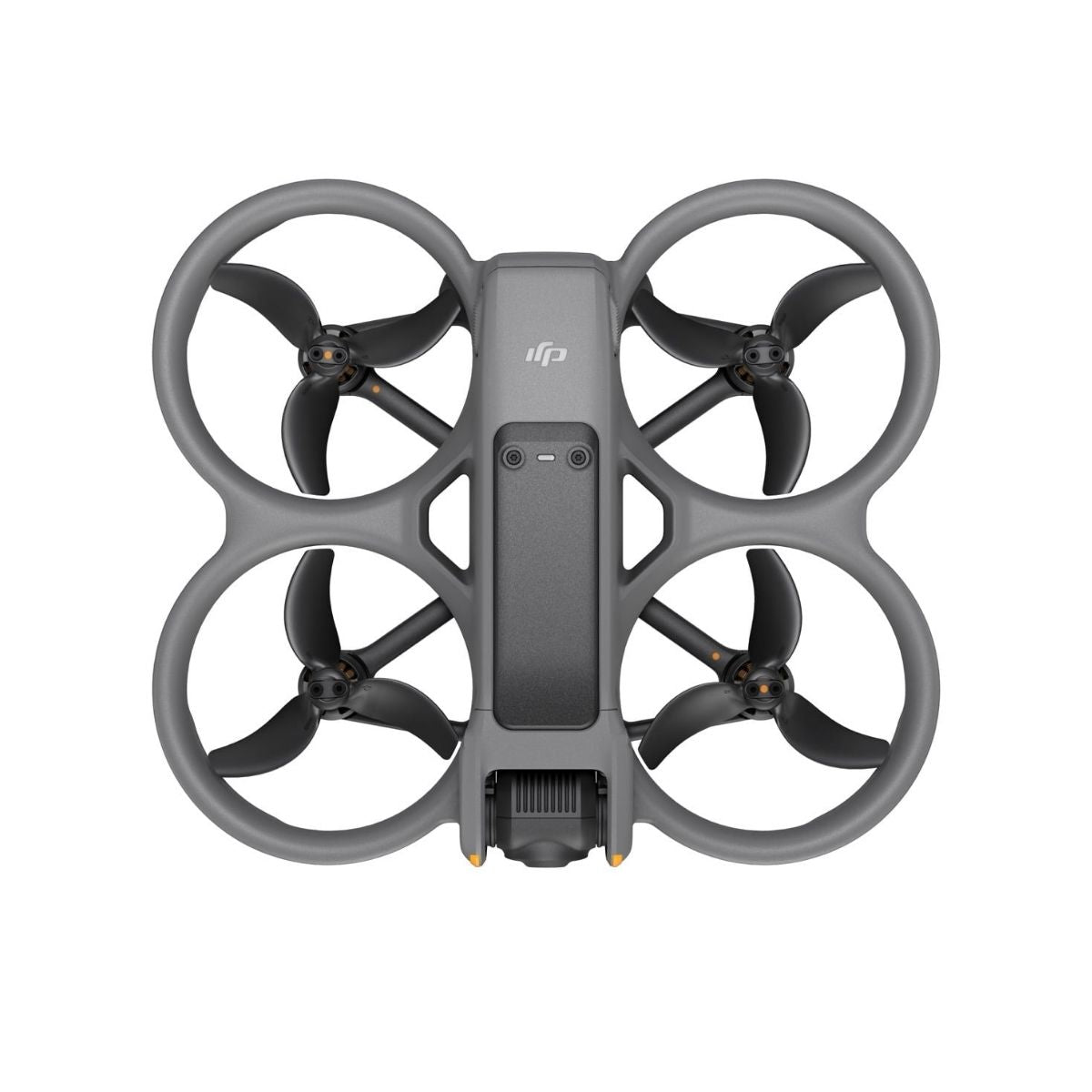 Palm-sized FPV drone with camera and propeller guards resting on a launch pad