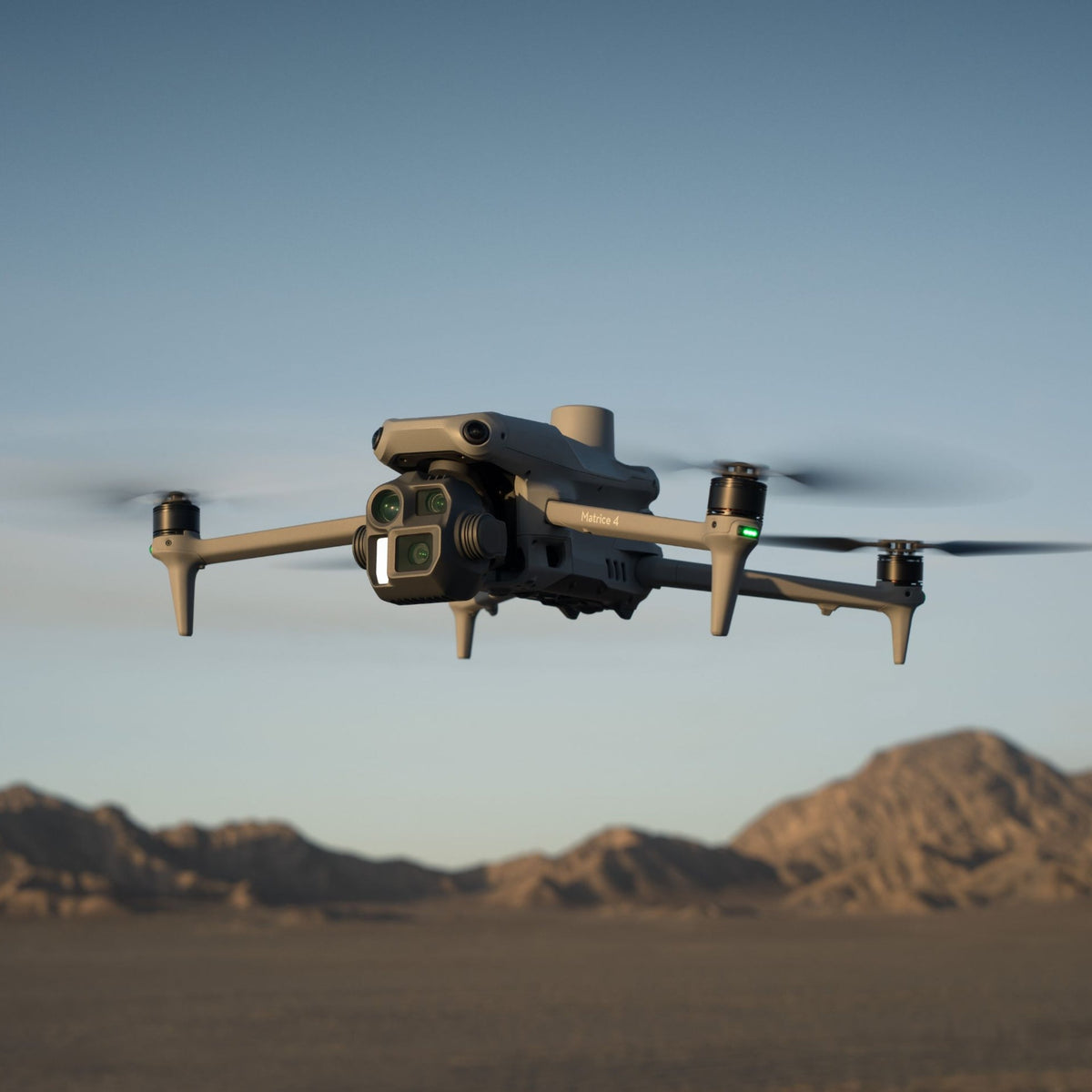 Aerial mapping drone showing gimbal camera and omnidirectional obstacle sensing